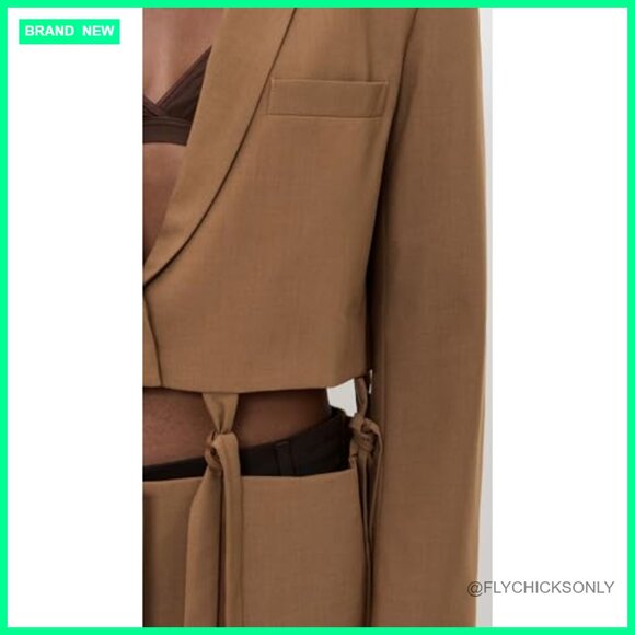 Cutout Blazer with Tie Closures, Mid-Weight Non-Stretch Suiting - Picture 6 of 6